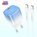 Hoco C101A PD 20W Fast Mini Travel Charger Adapter With Type C To Type C Cable  Product ID 1015049