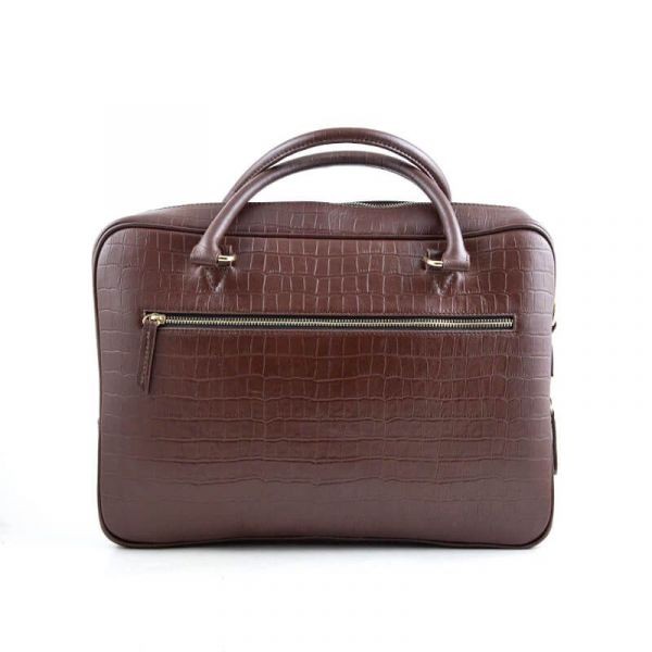 Croco Print Leather Briefcase Official Bag Brown For Men SB-W16  Product ID 1008419