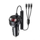 USAMS US-CC119 C22 3.4A Dual USB Car Charger With 3 IN 1 Spring Cable  Product ID 1011946