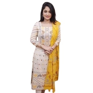 High Quality Cotton Block Print Three Piece