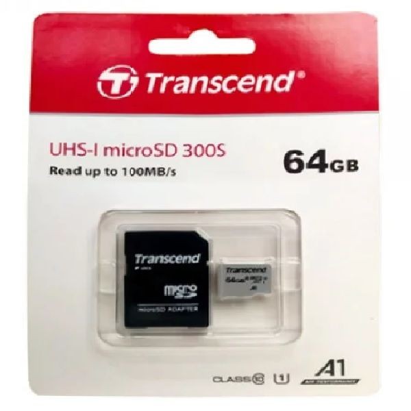 Transcend 64GB UHS-I MicroSD 300S Class 10 U1 Memory Card With Adapter  Product ID 1012878
