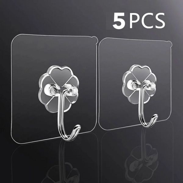 Self-Adhesive Hooks for Kitchen, Bathroom, and Door (5pcs Pack)