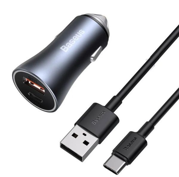 Baseus 40W Golden Contactor Pro Dual Quick Charger Car Charger USB+Type C  Product ID 1014039
